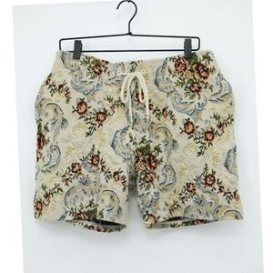 Copper Rivet Tapestry Floral Paisley Shorts Mens XL Elastic Waist Drawstring